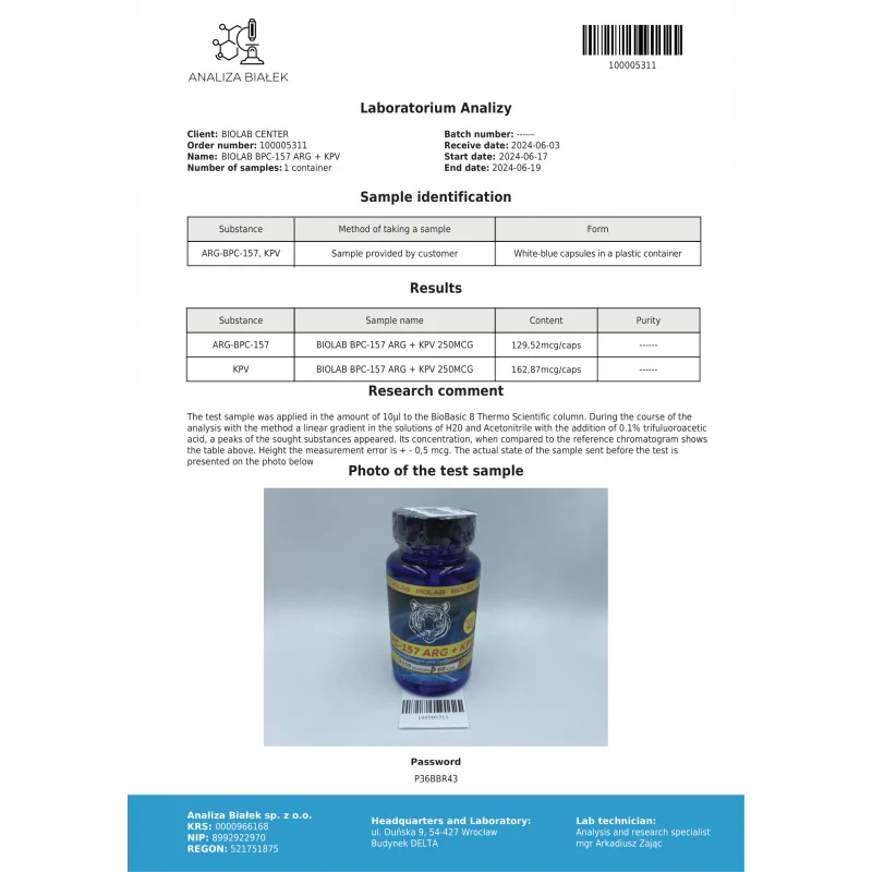 BPC-157 ARG + KPV mix 250 mcg, 60 caps