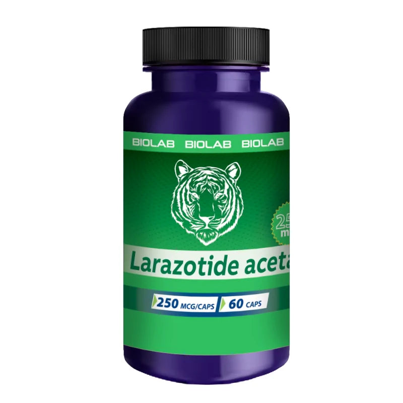 Larazotide acetate 250 mcg, 60 caps