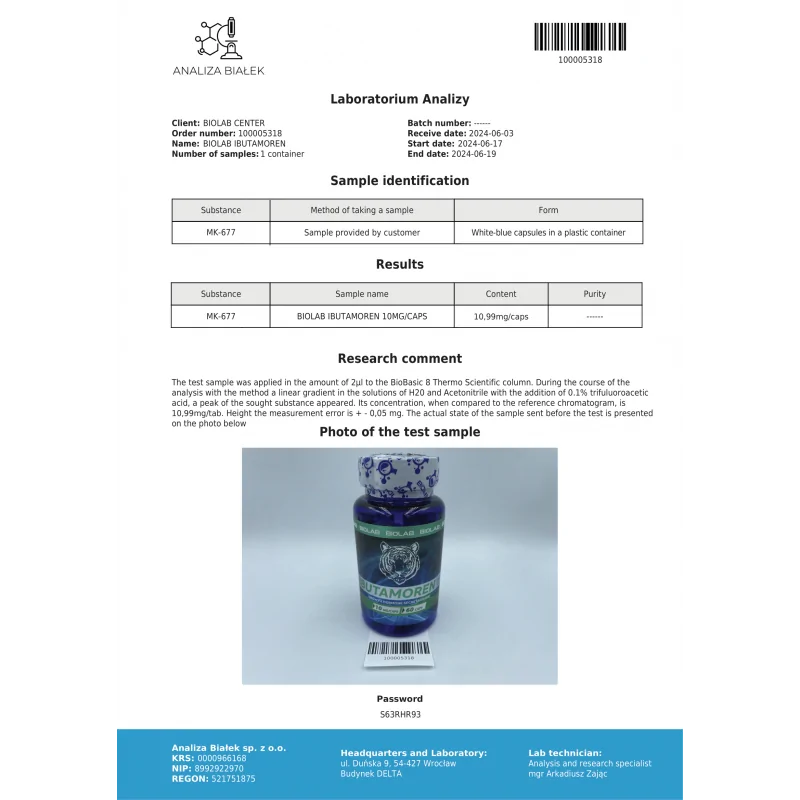 MK-677 ibutamoren 10 mg, 60 caps